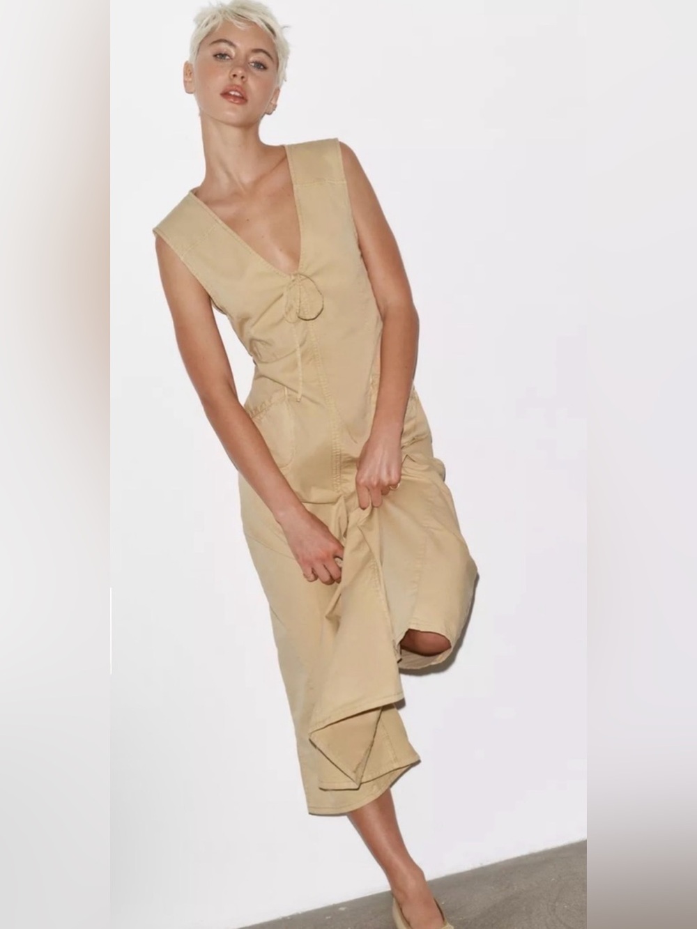 NWT Zara Trench Midi Dress in Oil